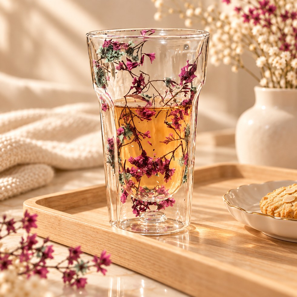 Floral Double-Wall Glass Tumbler Glass