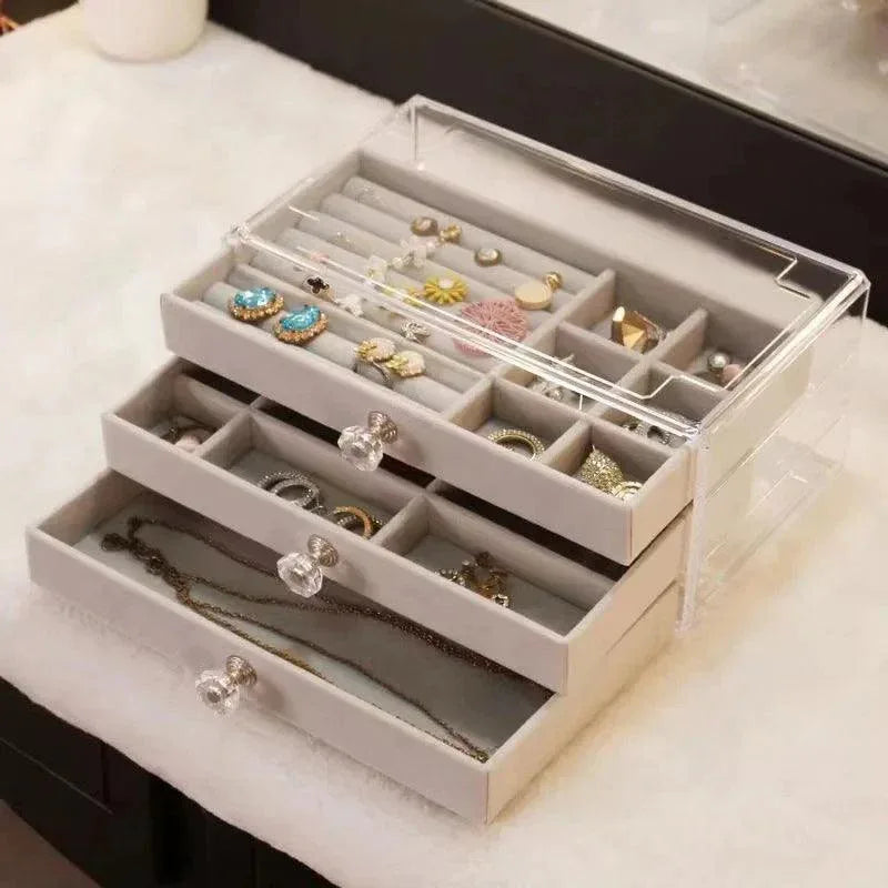 Acrylic Jewelry Organizer with 3 Drawers for Stylish Storage - Clarify.pk