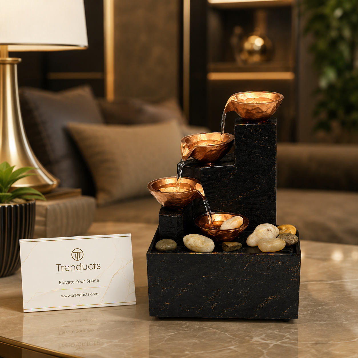Four-Bowl Cascade Mini Tabletop Water Fountain
