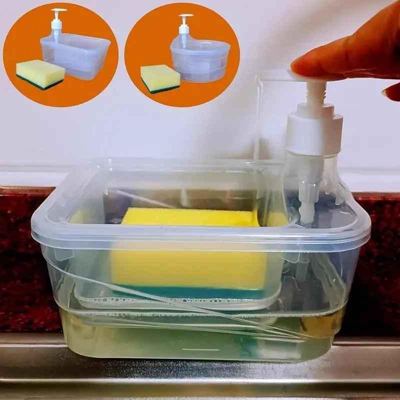 Round Transparent Kitchen Dispenser with Sponge for Easy Liquid Pouring - Clarify.pk