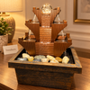 3-Tier Pyramid Tabletop Fountain with Spinning Crystal Ball & LED – Indoor Water Feature