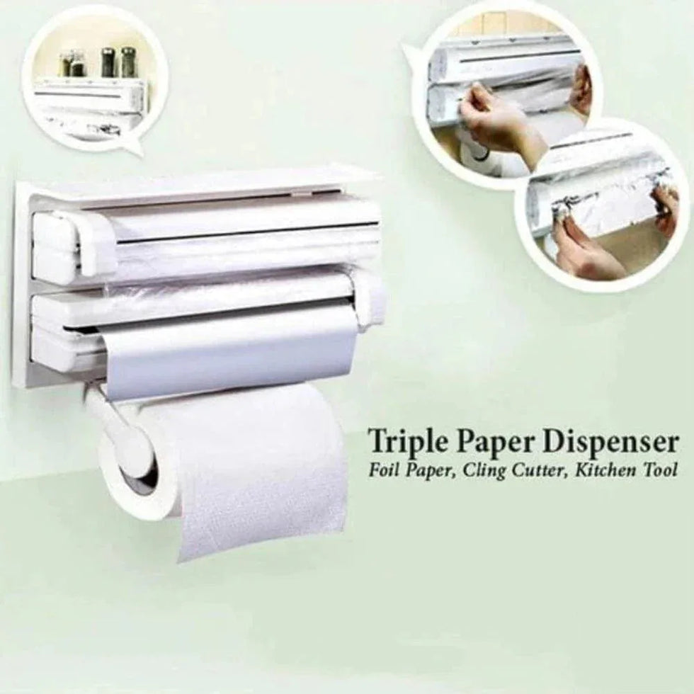 3 in 1 Paper Dispenser - Versatile Tissue, Towel, and Wrap Holder for Home and Office - Clarify.pk