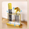Acrylic Cutlery Holder with Gold Metal Stand | 2-Grid Kitchen Organizer