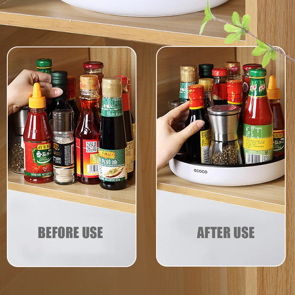 Ecoco 360° Rotating Storage Tray - Lazy Susan Spice Rack Organizer