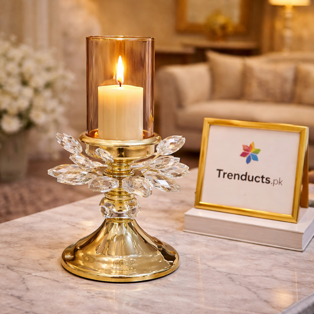 Imperial Glass & Crystal Petal Metal Candle Stand
