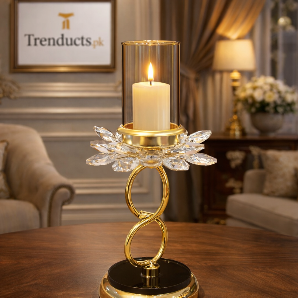 Crystal Petal & Infinity Loop Metal Candle Stand