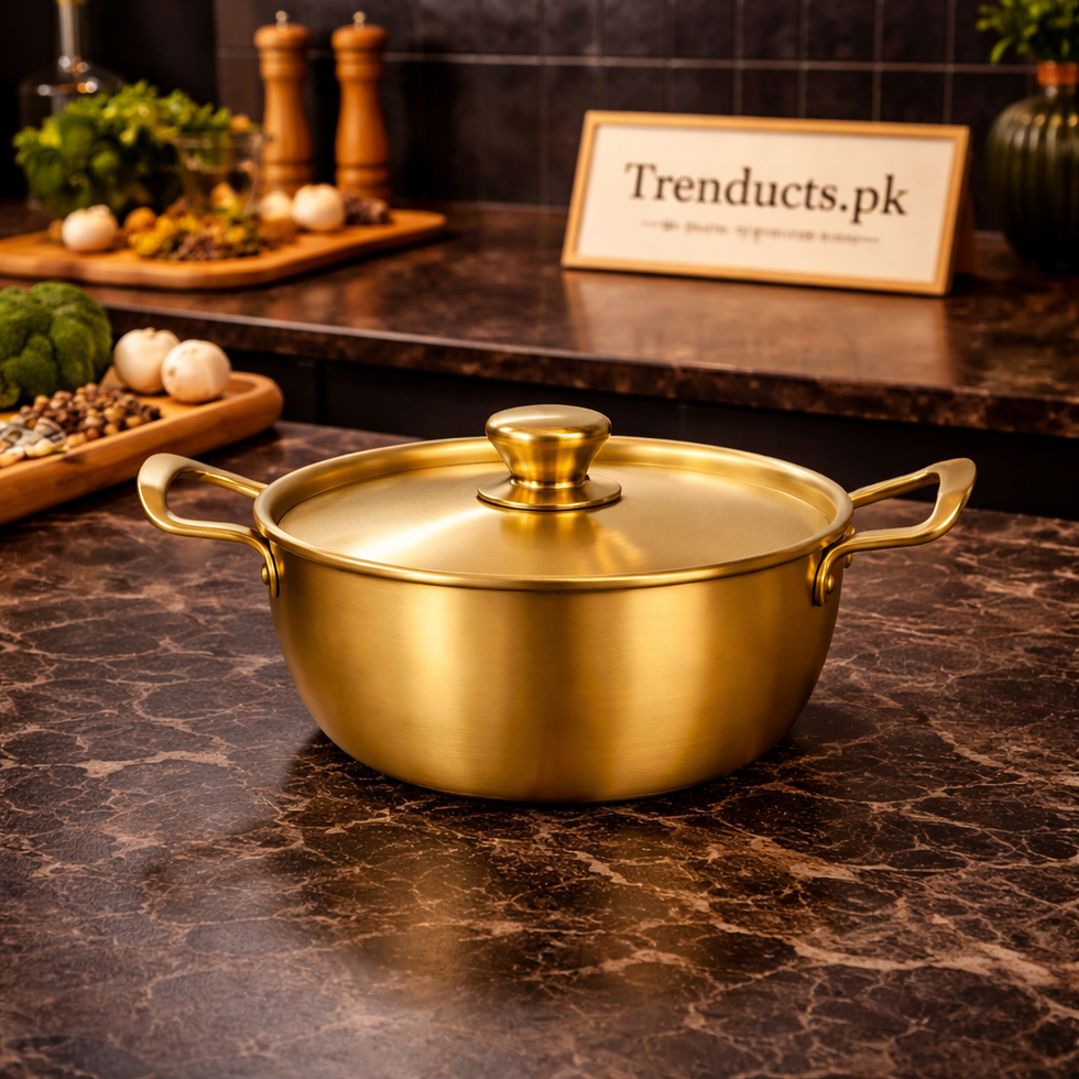 Premium Golden Plain Pot with Lid Collection