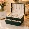 3-Layer Leather Jewelry Box - Professional Locked Organizer