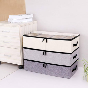 Under Bed Clothes Storage Organizer, Foldable Split Shoe Storage Box, Dost Proof Transparent Shoe Box