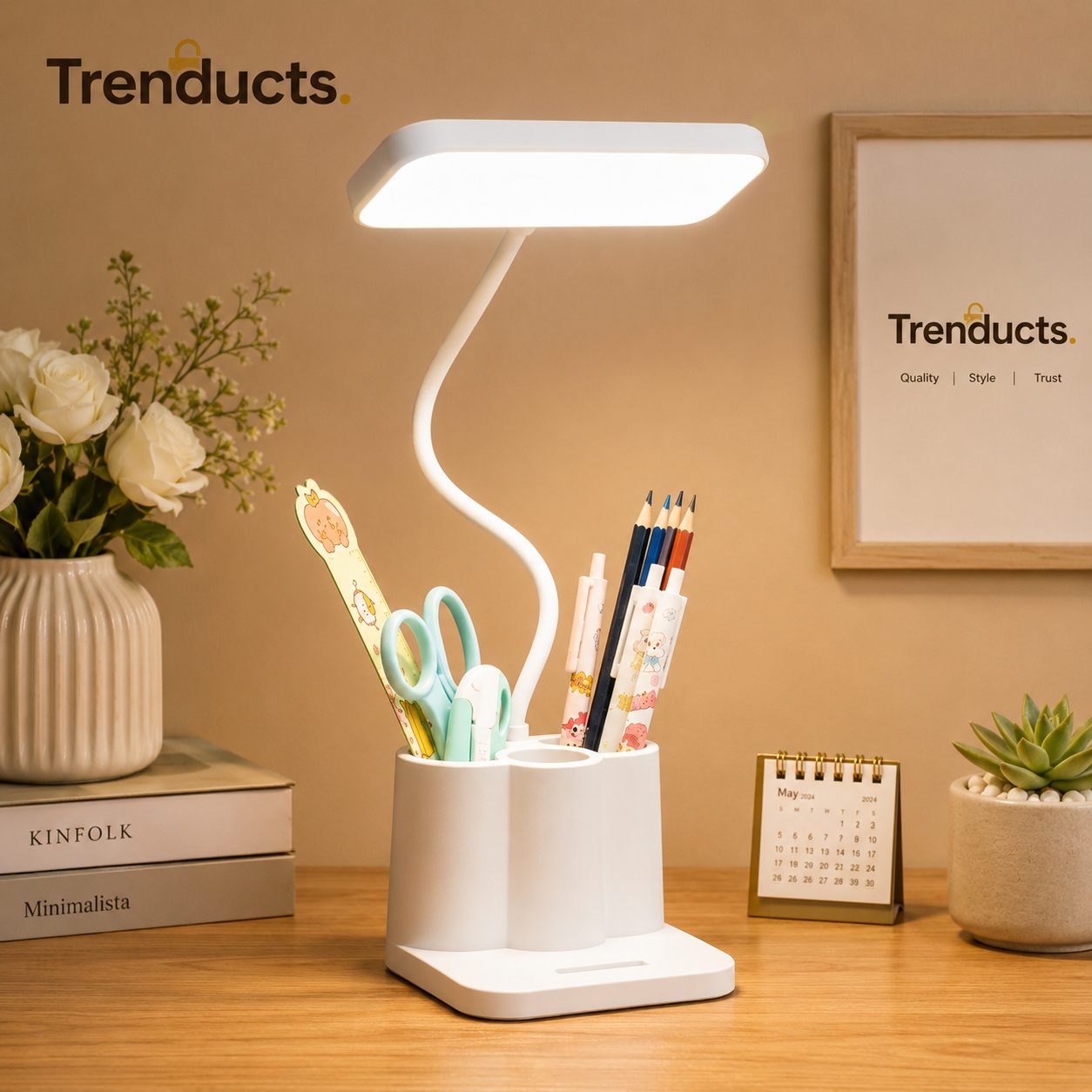 LED Desktop Study Table Lamp – Eye-Protection Reading Light with Flexible Arm