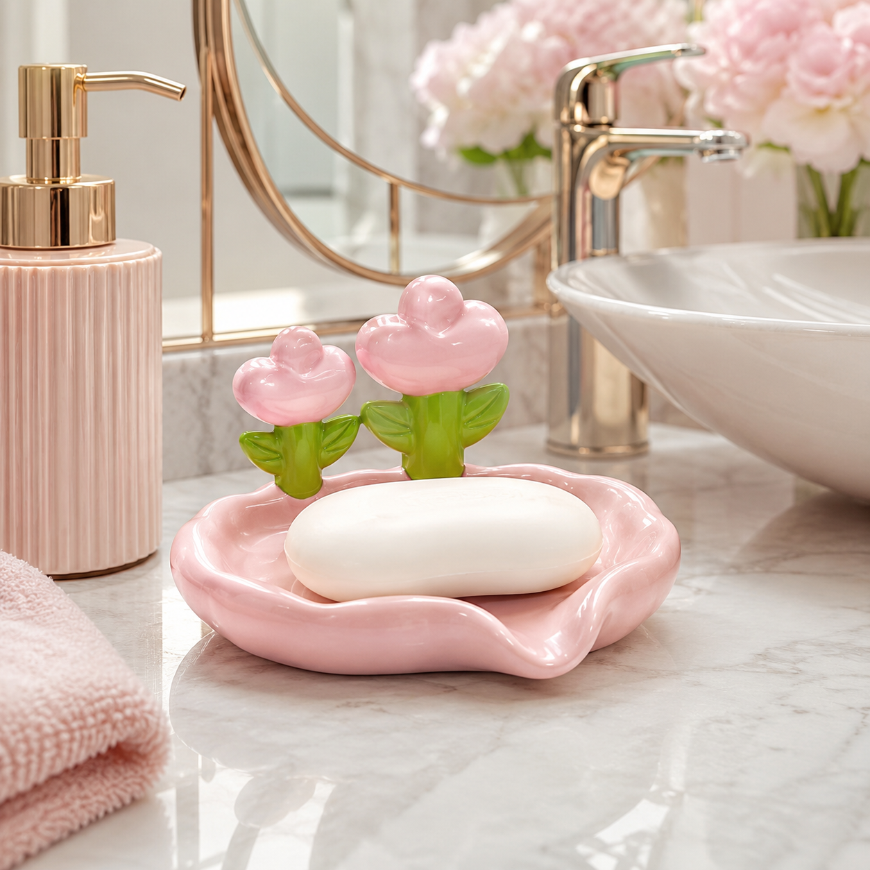 Luxury Tulip Flower Drainable Plastic Soap Holder