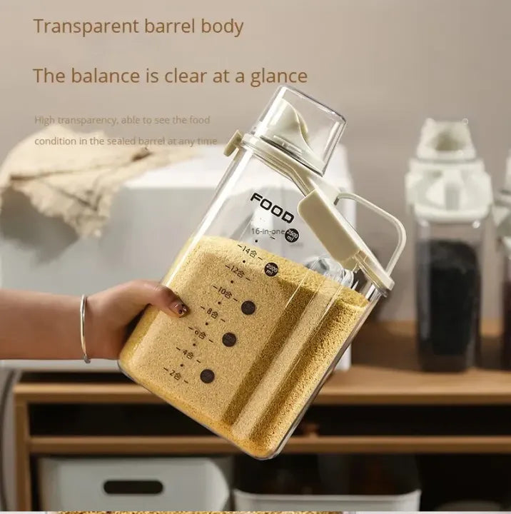Premium Cereal Dispenser - Grain Jar with Measuring Cup