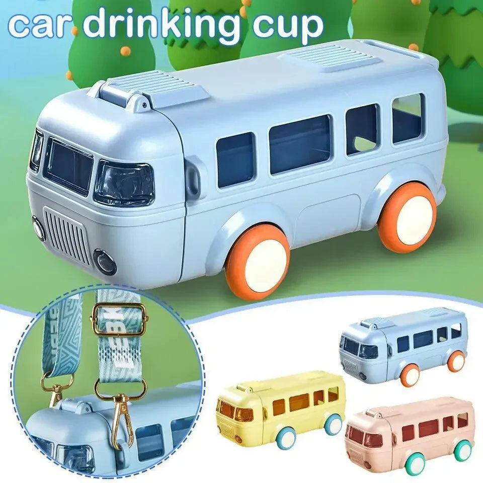 500ML Bus Shaped Water Bottle with Straw for Kids and Adults - Clarify.pk