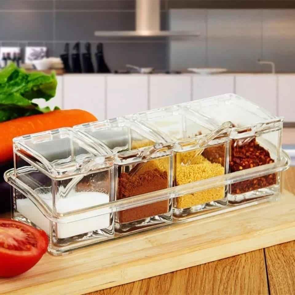 Crystal Seasoning Box - Premium Acrylic Spice Organizer for Kitchen Storage - Clarify.pk