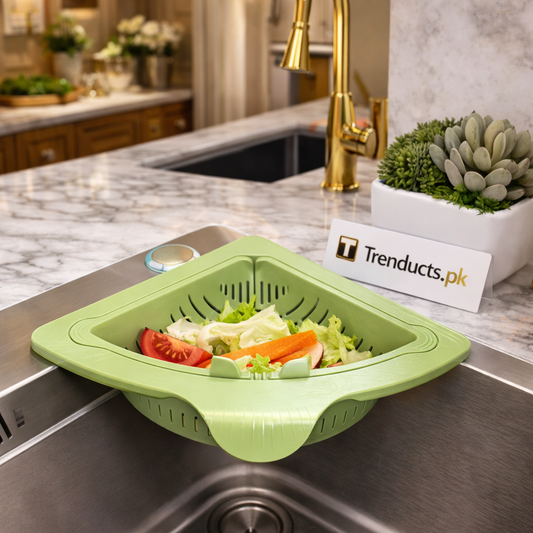 Magnetic Corner Sink Drain Basket – Foldable Mesh Kitchen Strainer & Waste Filter (Random Colours)