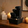 Mini Black Pot Fountain – Electric Indoor Waterfall with LED Light