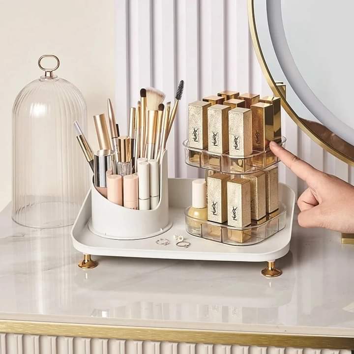 Rotating Luxury Cosmetic Organizer – 360° Vanity Station