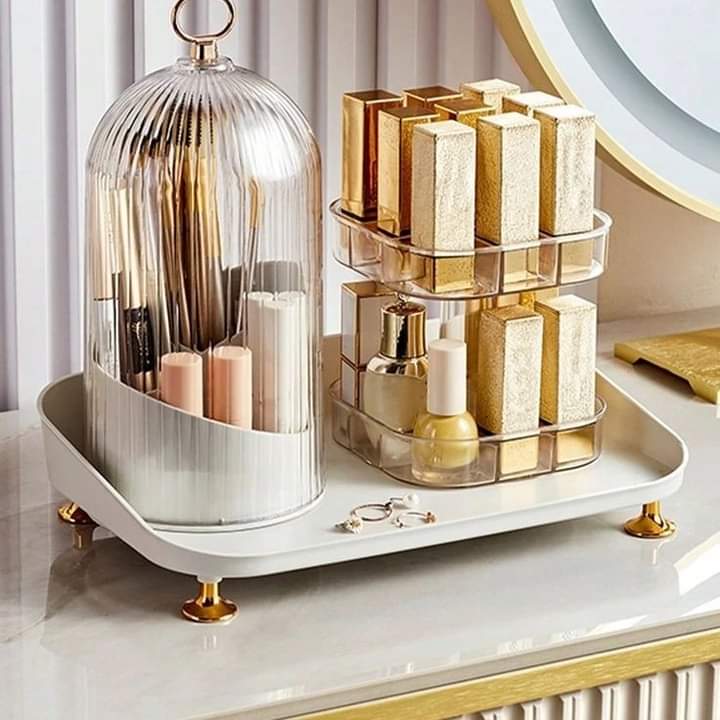 Rotating Luxury Cosmetic Organizer – 360° Vanity Station
