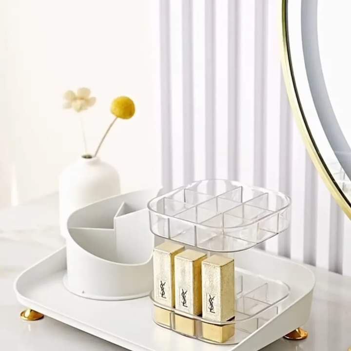 Rotating Luxury Cosmetic Organizer – 360° Vanity Station