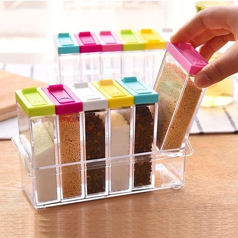 Set of 6 Spice Box Set - Premium Spice Organizer for Kitchen Storage - Clarify.pk