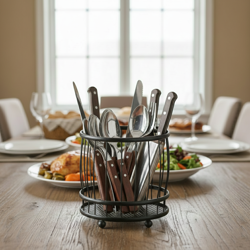 Versatile Desktop & Cutlery Metal Caddy (Random)
