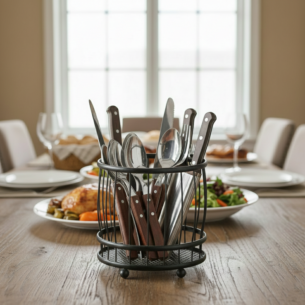 Versatile Desktop & Cutlery Metal Caddy (Random)