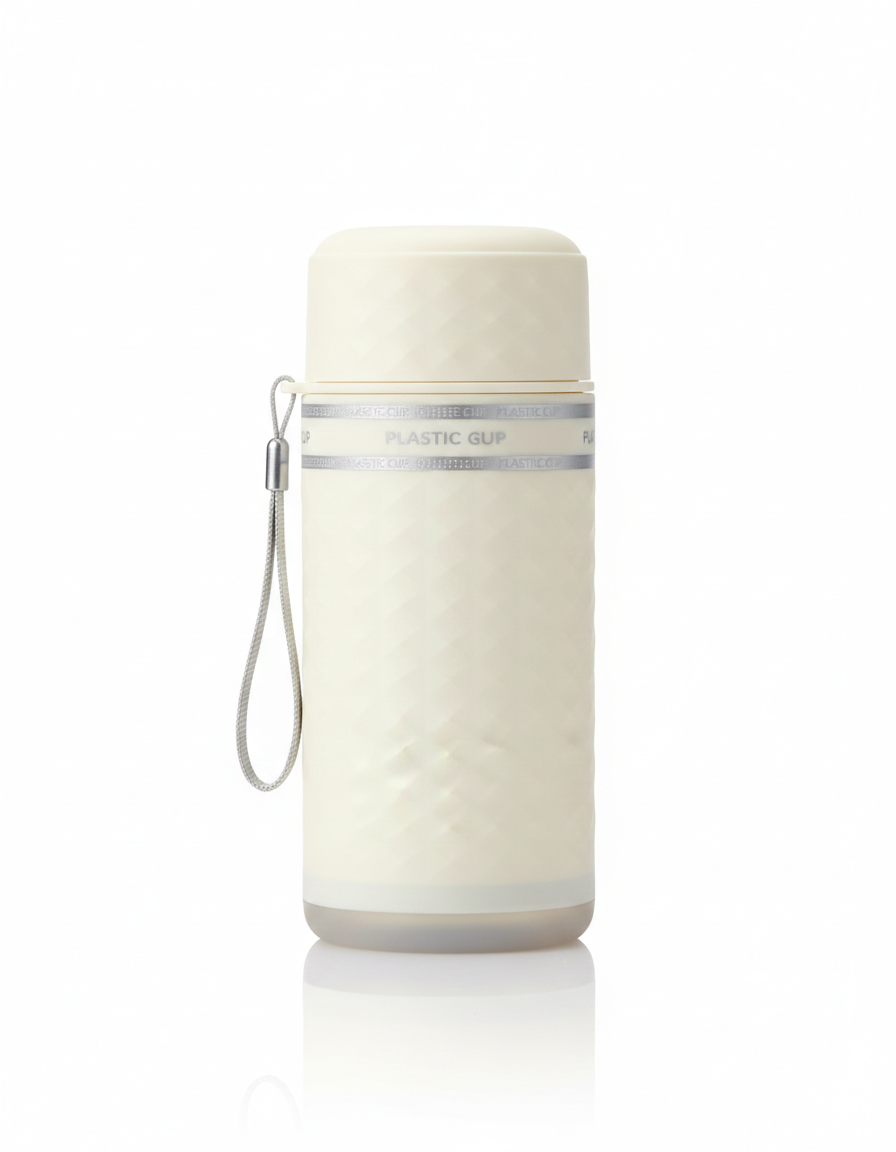 Minimalist Cream Portable Cup with Secure Cap