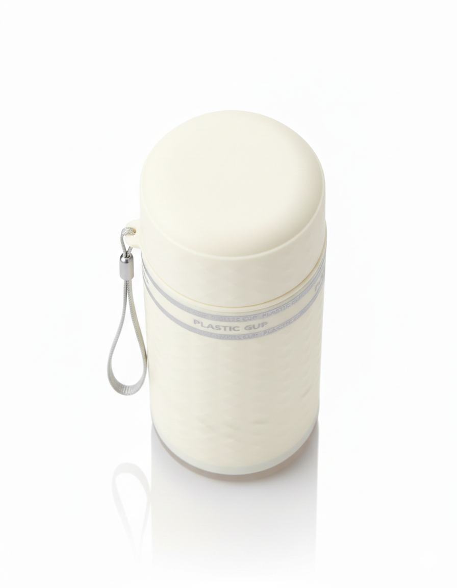 Minimalist Cream Portable Cup with Secure Cap
