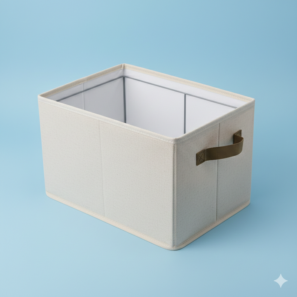 Foldable Clothes Storage Box with Brown Handle