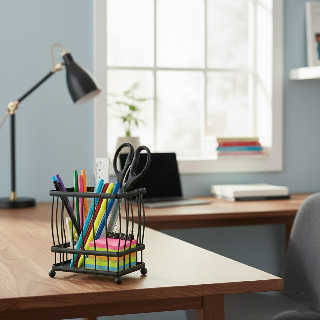 Versatile Desktop & Cutlery Metal Caddy (Random)