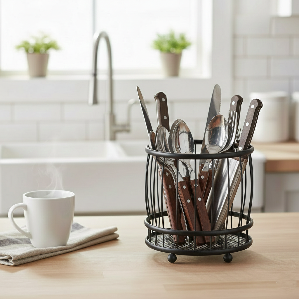 Versatile Desktop & Cutlery Metal Caddy (Random)