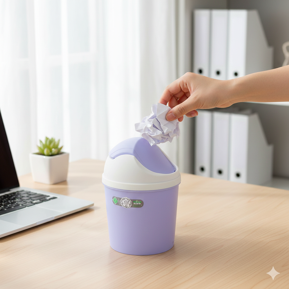 Desktop Mini Trash Can – Stylish Compact Waste Organizer (Random Color)