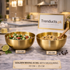 Premium Golden Mixing Bowl with Internal Measurements