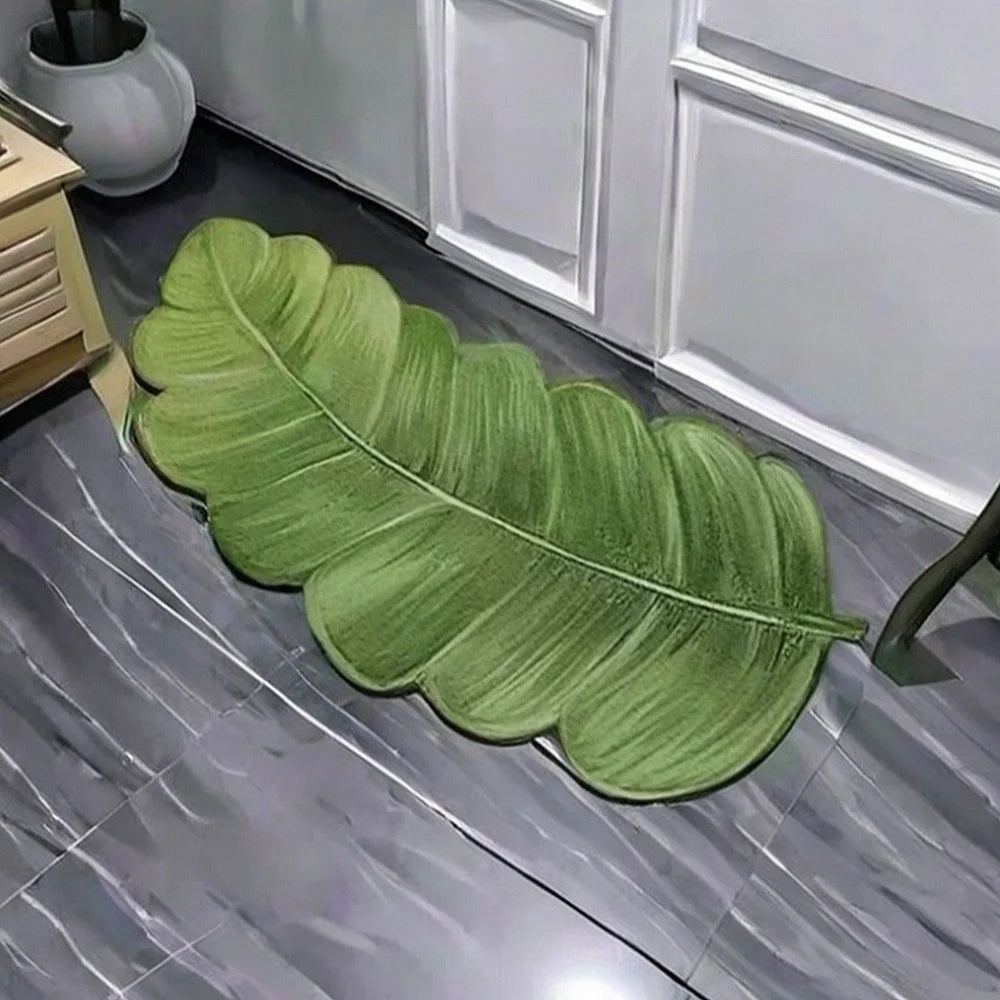 Premium Leaf Non-Slip Bath Mat with Rubber Base