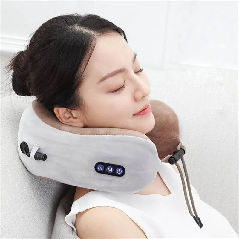 Electric Heated Travel Neck Pillow – Pain Relief Massager
