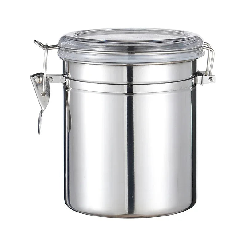 Stainless Steel Sealed Tank Food Coffee Beans Snack Storage Cans Tea Leaf Container Organizer Kitchen Accessories - Clarify.pk