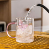 High Borosilicate 3d Butterfly Striped Glass Water Cup Creative Colored Handle Glass Water Cup