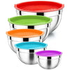 5-Piece Stainless Steel Mixing Bowl Set with Lids – Nesting Salad & Prep Bowls - Clarify.pk