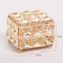Premium Metal Crystal Jewellery Box – Luxury Mirrored Vanity Organizer with Filigree Artistry