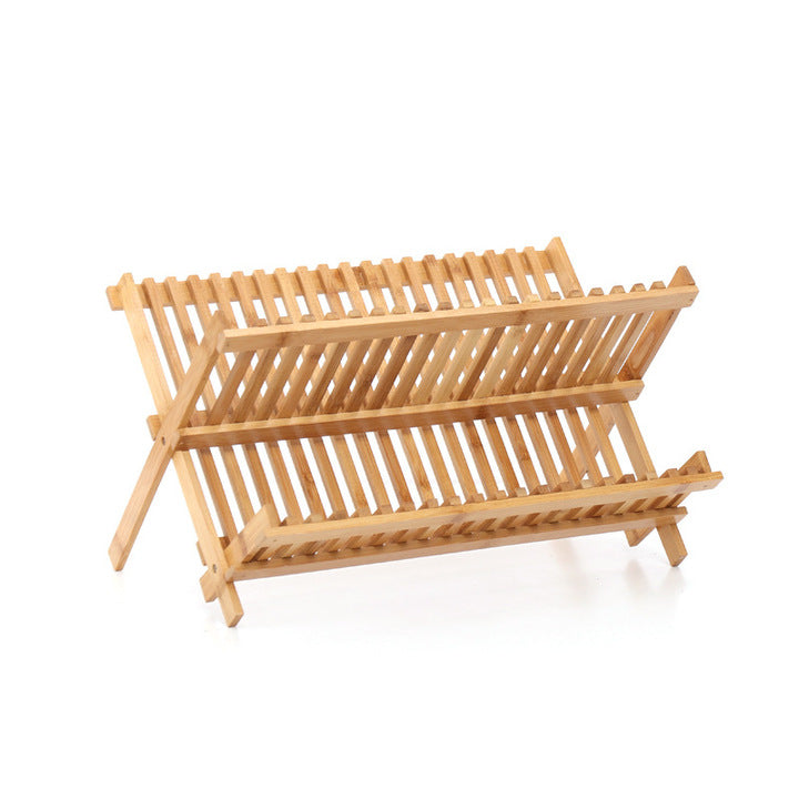 Premium Bamboo Dish Drying Rack – Foldable Dish Drainer