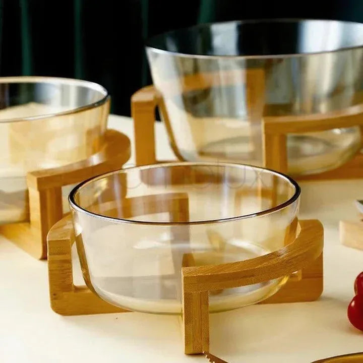 Elegant European Transparent Glass Fruit Basket - Clarify.pk