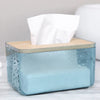 Wooden cover U-shaped wide mouth tissue box living room transparent simple desktop drawer household tissue case storage box - Clarify.pk