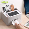 ECOCO Minimalist Desktop Tissue Box – Premium Grey & Cream