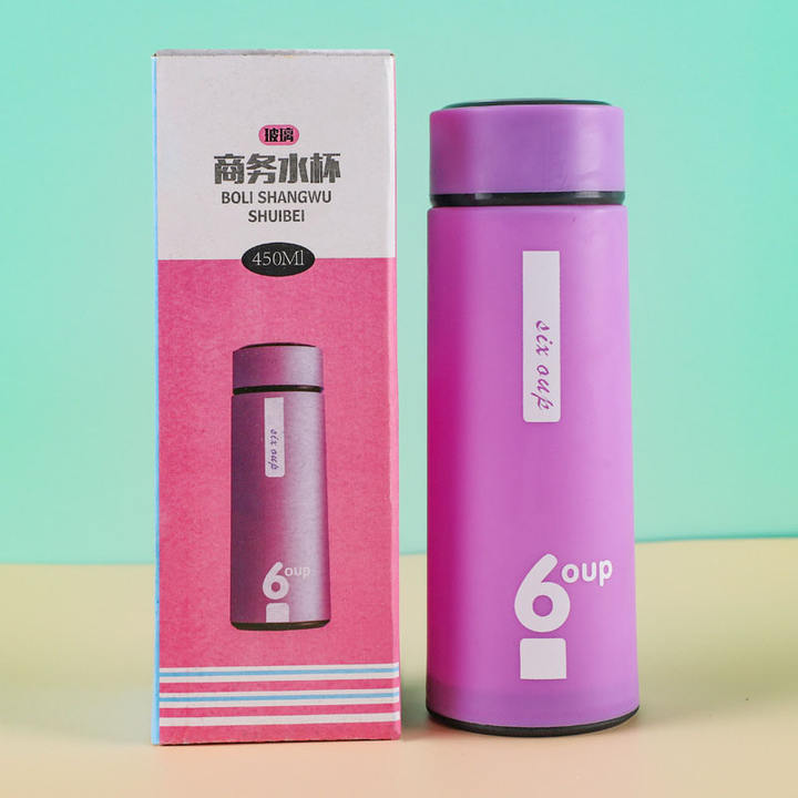 6 Cup Printed Plastic Water Bottle – 450ml Leak-Proof Design (Random color)
