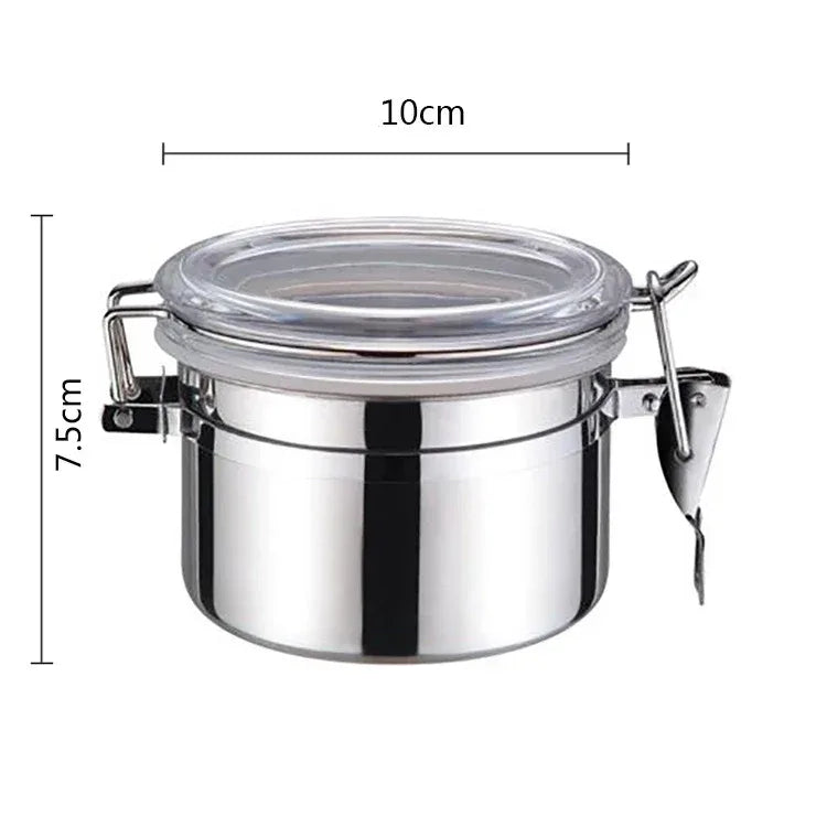Stainless Steel Sealed Tank Food Coffee Beans Snack Storage Cans Tea Leaf Container Organizer Kitchen Accessories - Clarify.pk