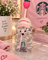 Cute Bearista Sipper with Straw & Strawberry Topper