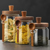 Wooden Knob Glass Jar with Spoon – Kitchen Storage - Clarify.pk