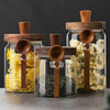 Wooden Knob Glass Jar with Spoon – Kitchen Storage - Clarify.pk
