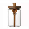 Wooden Knob Glass Jar with Spoon – Kitchen Storage - Clarify.pk