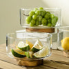 Japanese Style Glass Fruit Plate Holder with Wood Base - Clarify.pk